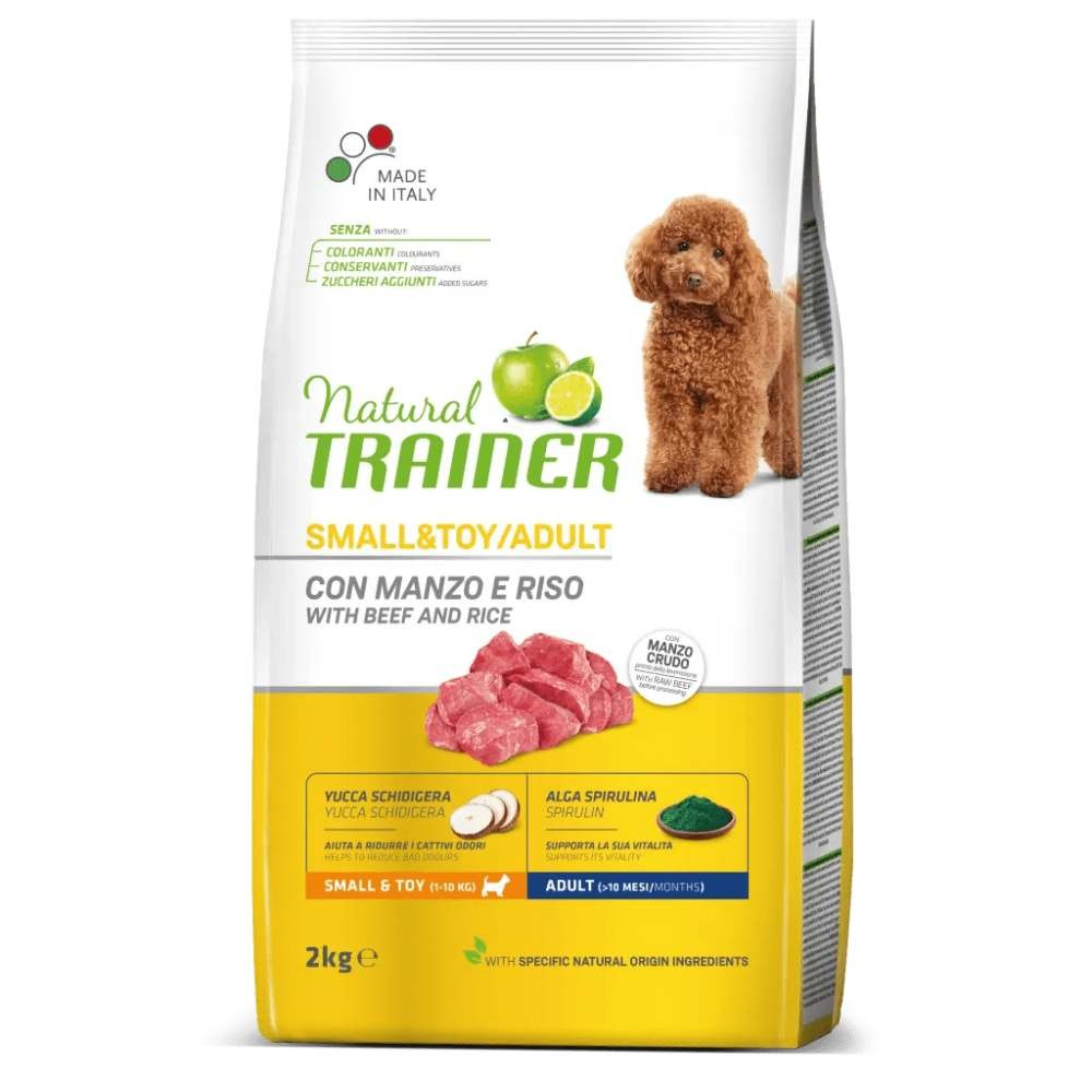 CROCCHETTE CANE MINI ADULT CON MANZO E RISO 2 KG - NATURAL TRAINER