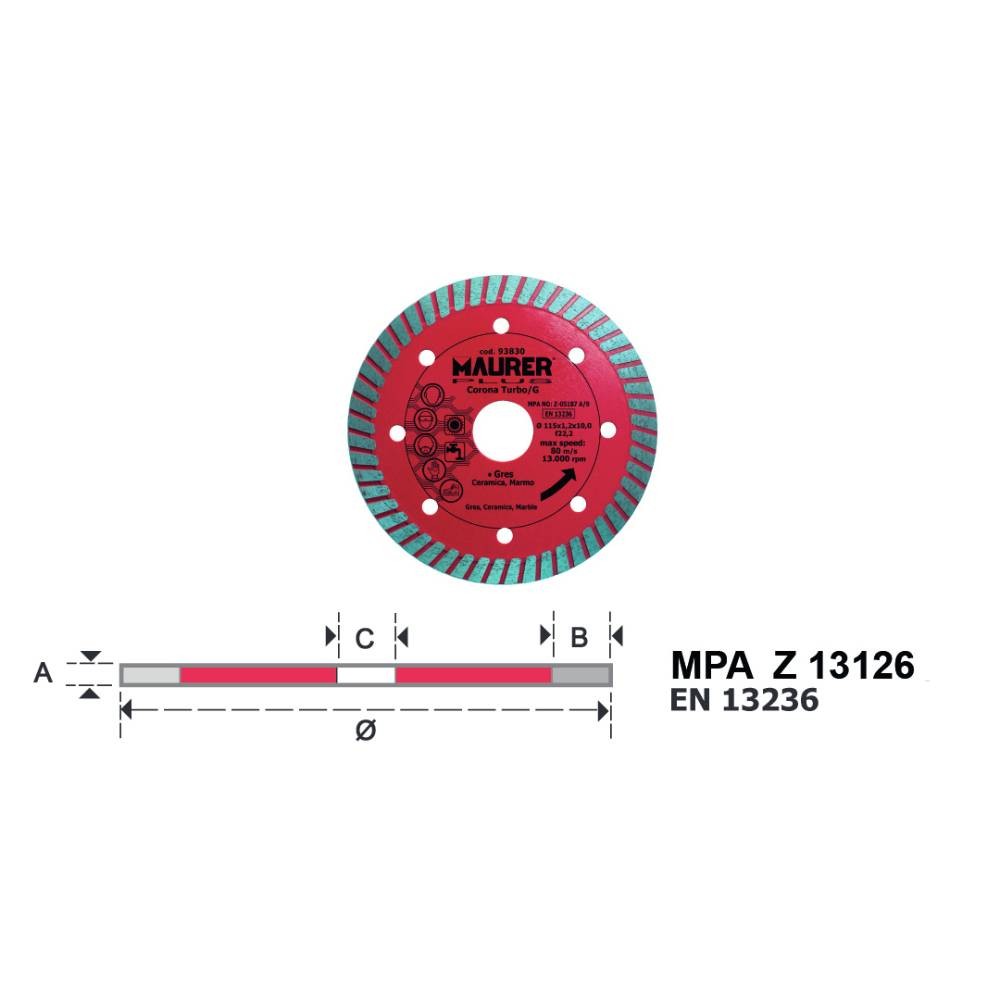 DISCO DIAMANTATO CON CORONA TURBO / G 115 MM CF IN BLISTER