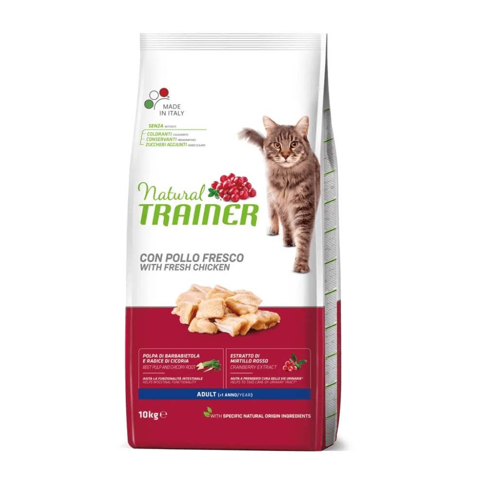 CROCCHETTE GATTO ADULT CON POLLO FRESCO 10 KG - NATURAL TRAINER