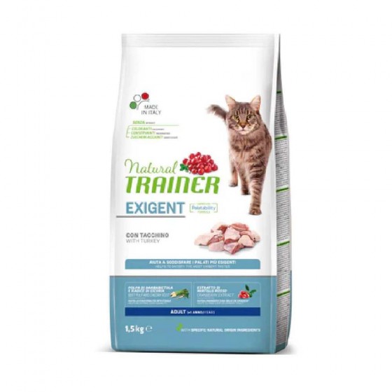 CROCCHETTE GATTO EXIGENT ADULT CON TACCHINO 1,5 KG - NATURAL TRAINER