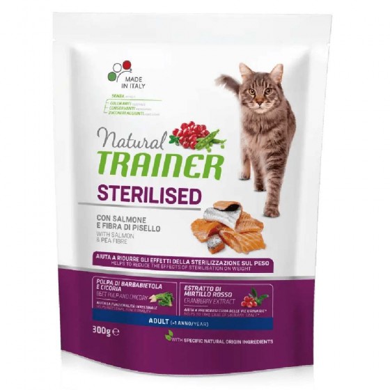 CROCCHETTE GATTO STERILISED ADULT CON SALMONE 300 GR - NATURAL TRAINER