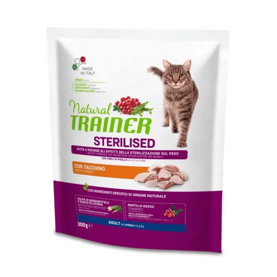 CROCCHETTE GATTO STERILISED ADULT CON TACCHINO 300 GR - NATURAL TRAINER