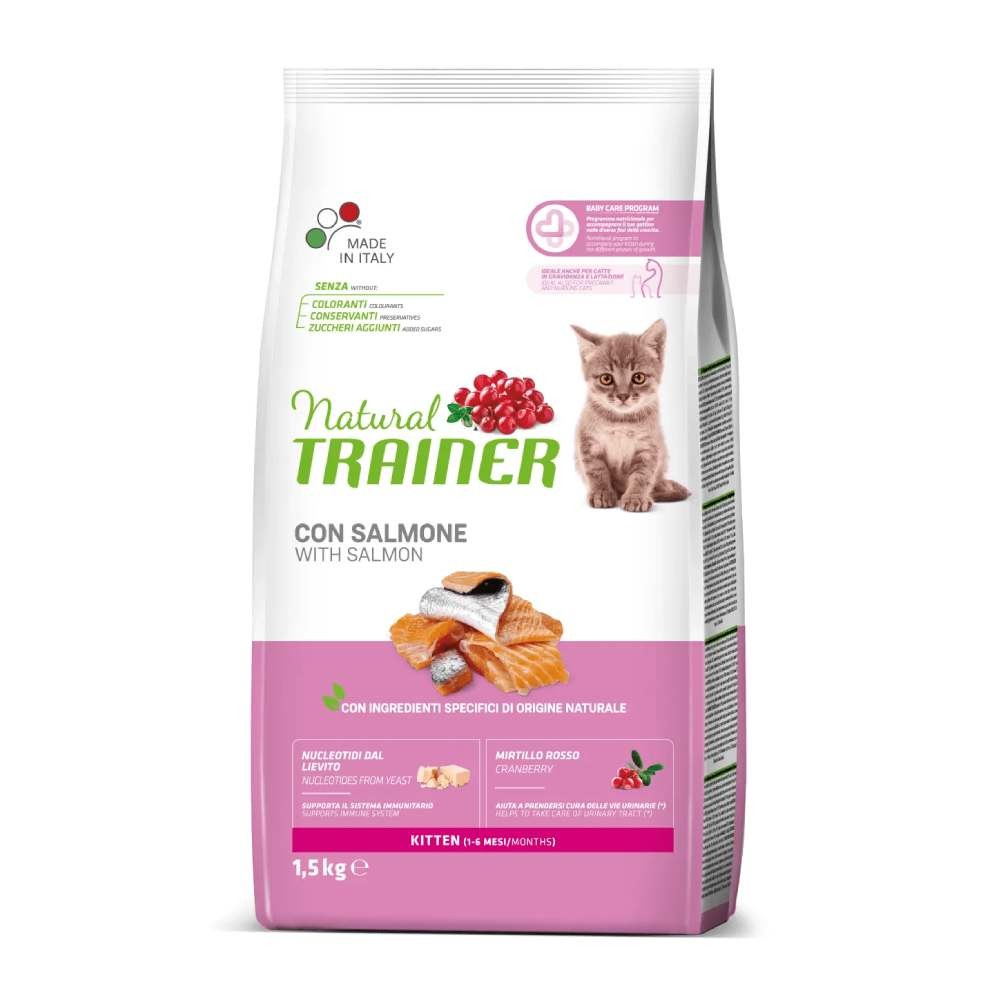 CROCCHETTE KITTEN CON SALMONE 1,5  KG - NATURAL TRAINER