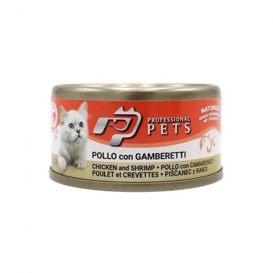 UMIDO PER GATTO GUSTO POLLO CON GAMBERETTI 70 GR - PROFESSIONAL PET
