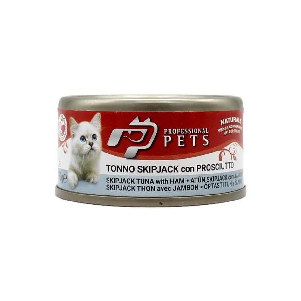 UMIDO PER GATTO GUSTO TONNO SKIPJACK CON PROSCIUTTO 70 GR - PROFESSIONAL PET