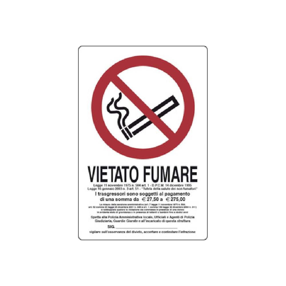 CARTELLO SEGNALETICO "VIETATO FUMARE" 30 X 20 CM CARTELLO SEGNALETICO "VIETATO FUMARE" 30 X 20 CM
