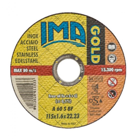 MINIDISCO "GOLD" PIANO PER ACCIAIO INOX 115 MM SPESS.1,6 MM - IMA