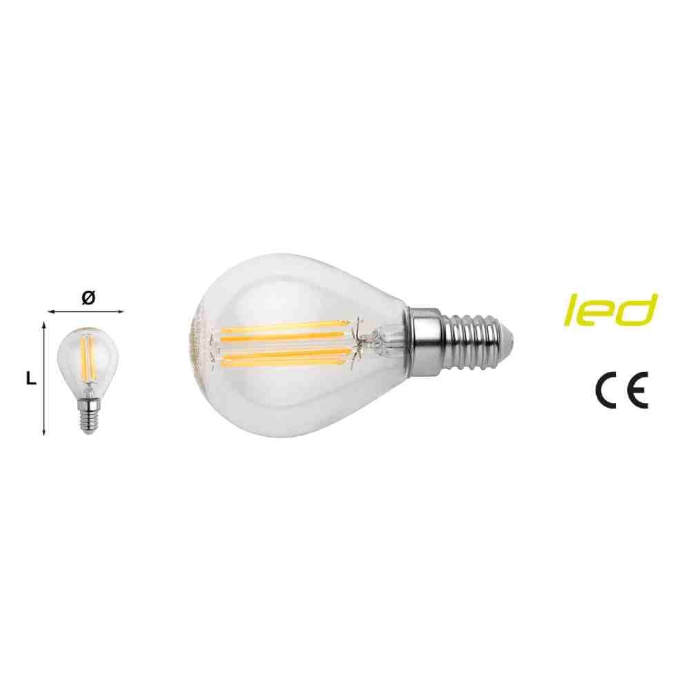 LAMPADA LED GLOBO MINI CON FILAMENTO E14 4,5 W 470 LM 4000 K LUCE BIANCA NATURALE - MAURER LAMPADA LED GLOBO MINI CON FILAMENTO E14 4,5 W 470 LM 4000 K LUCE BIANCA NATURALE - MAURER