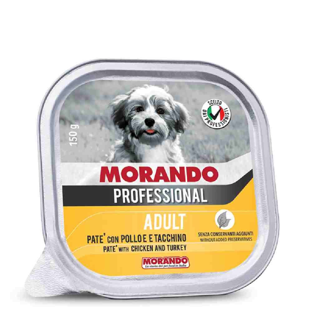 PATE' CANE ADULT CON POLLO E TACCHINO 150 GR - MORANDO PROFESSIONAL