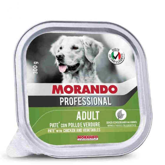 PATE' CANE ADULT CON POLLO E VERDURE 300 GR - MORANDO PROFESSIONAL