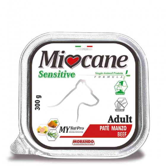 PATE' MIOCANE SENSITIVE ADULT CON MANZO 300 GR - MORANDO