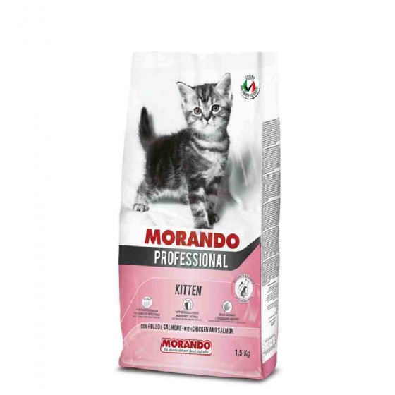 CROCCHETTE KITTEN CON POLLO E SALMONE 1,5 KG - MORANDO PROFESSIONAL