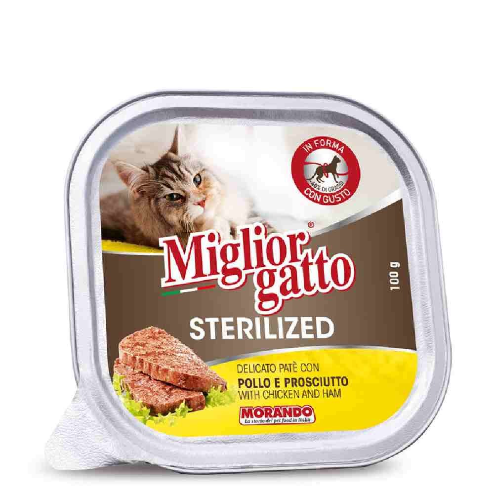 PATE' GATTO STERILIZED DELICATO CON POLLO E PROSCIUTTO 100 GR - MIGLIORGATTO