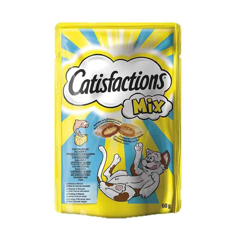 SNACK PER GATTO MIX CON DELIZIOSO SALMONE E STUZZICANTE FORMAGGIO 60 GR - CATISFACTION