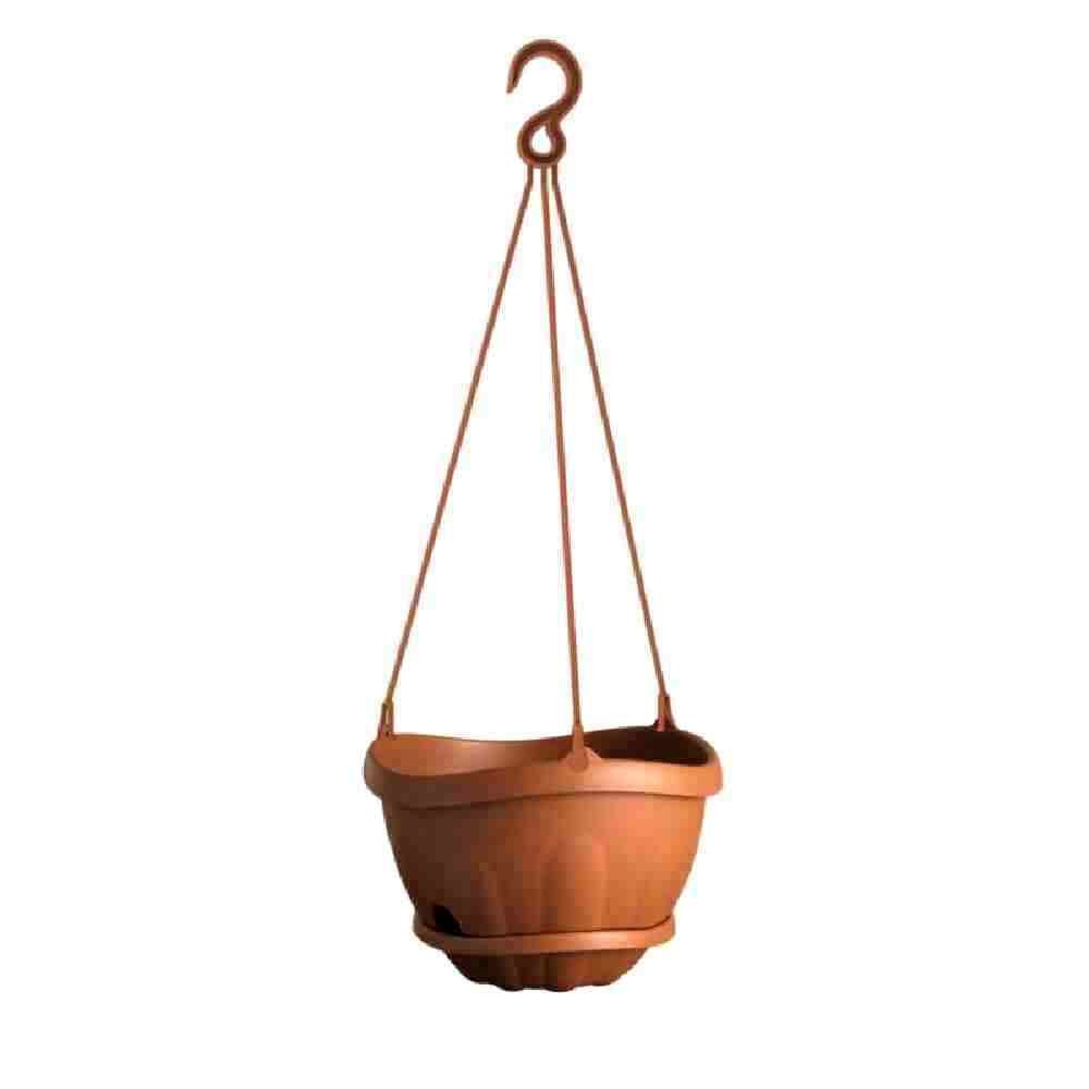 CIOTOLA CON SOTTOVASO DA APPENDERE  MODELLO GONDOLA Ø 28 CM COLORE TERRACOTTA - BAMA