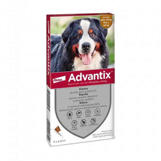 PIPETTE ADVANTIX ® SPOT-ON PER CANI CON PESO DA 40 A 60 KG PEZZI 6 X 6,0 ML - ELANCO