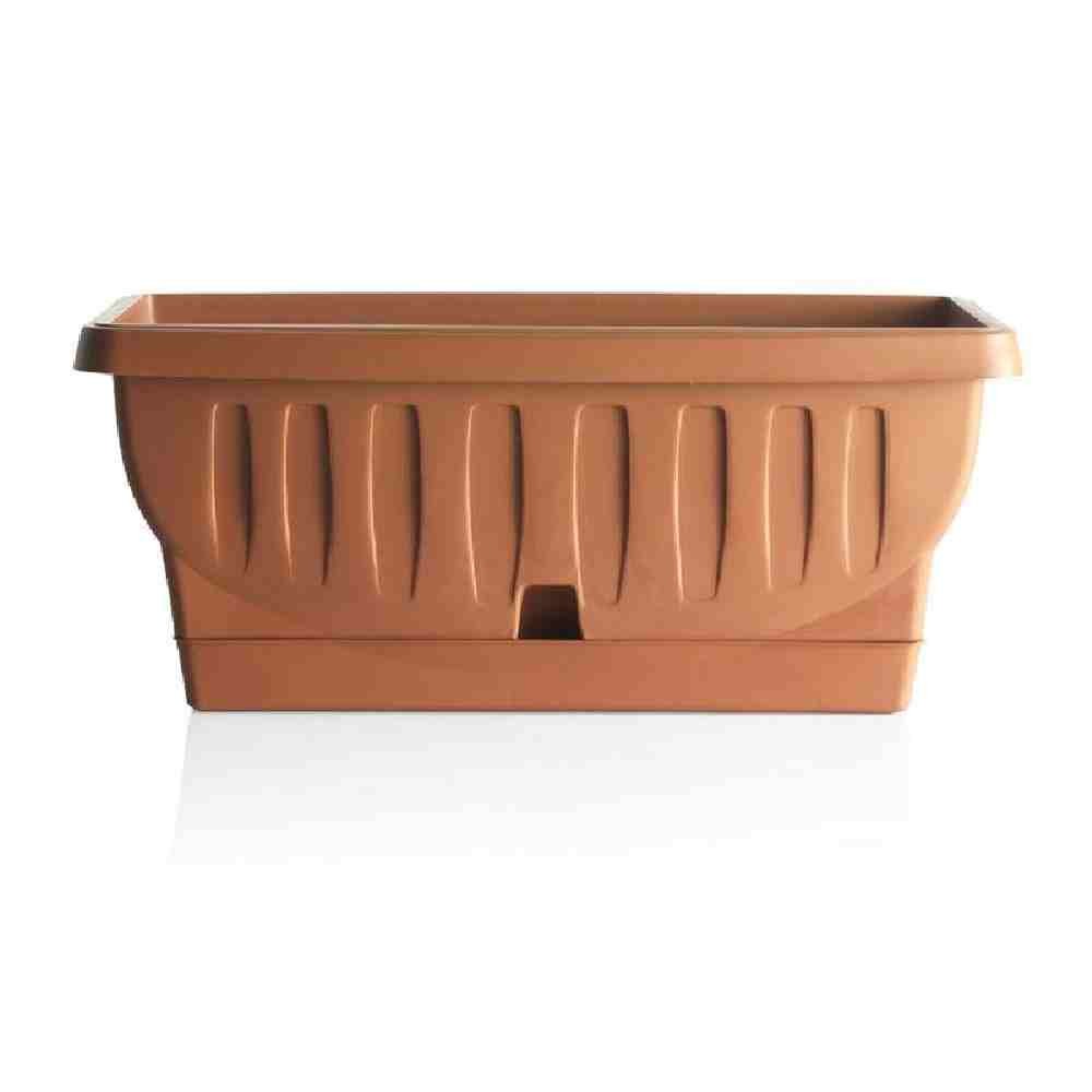 FIORIERA NATURA CON SOTTOVASO LUNGHEZZA 100 CM COLORE TERRACOTTA - BAMA