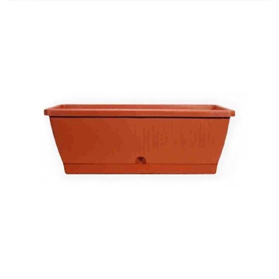 BALCONIERA PER FIORI MODELLO CAPRI CON SOTTOBALCONIERA LUNGHEZZA 40 CM COLORE TERRACOTTA - DUPLAST