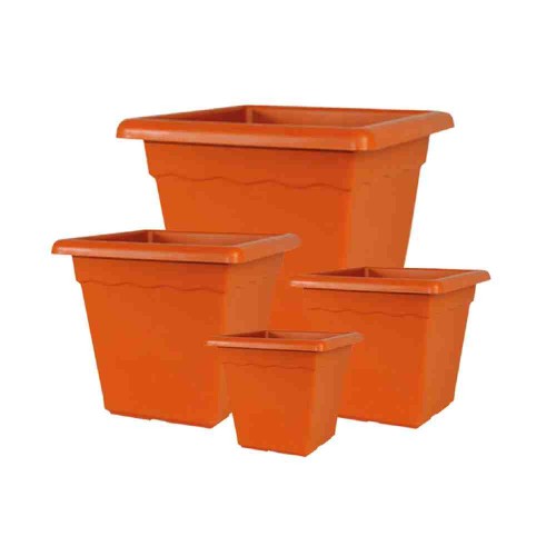 VASO QUADRO PER FIORI MODELLO VULCANO LATO 20 CM COLORE TERRACOTTA - DUPLAST