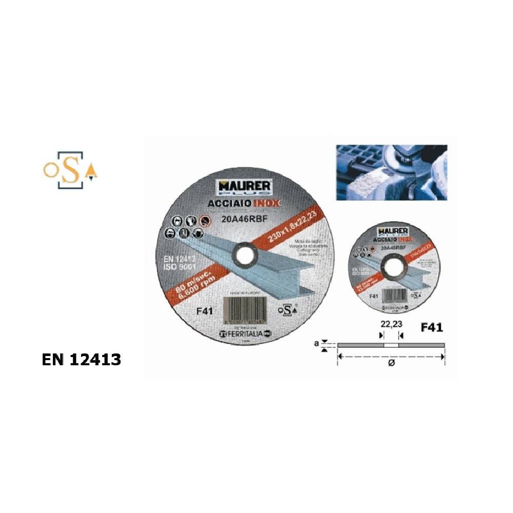 MOLA TAGLIO ACCIAIO INOX MAURER PLUS MM 115X1X22,23 MOLA TAGLIO ACCIAIO INOX MAURER PLUS MM 115X1X22,23