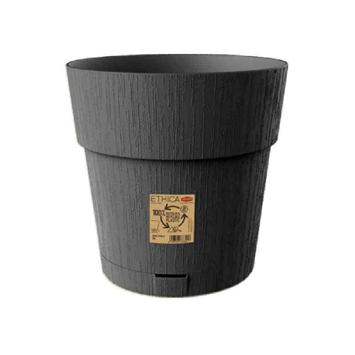 VASO PER FIORI MODELLO ETHICA CON RISERVA D'ACQUA Ø 15 CM COLORE GRAFITE - STEFANPLAST