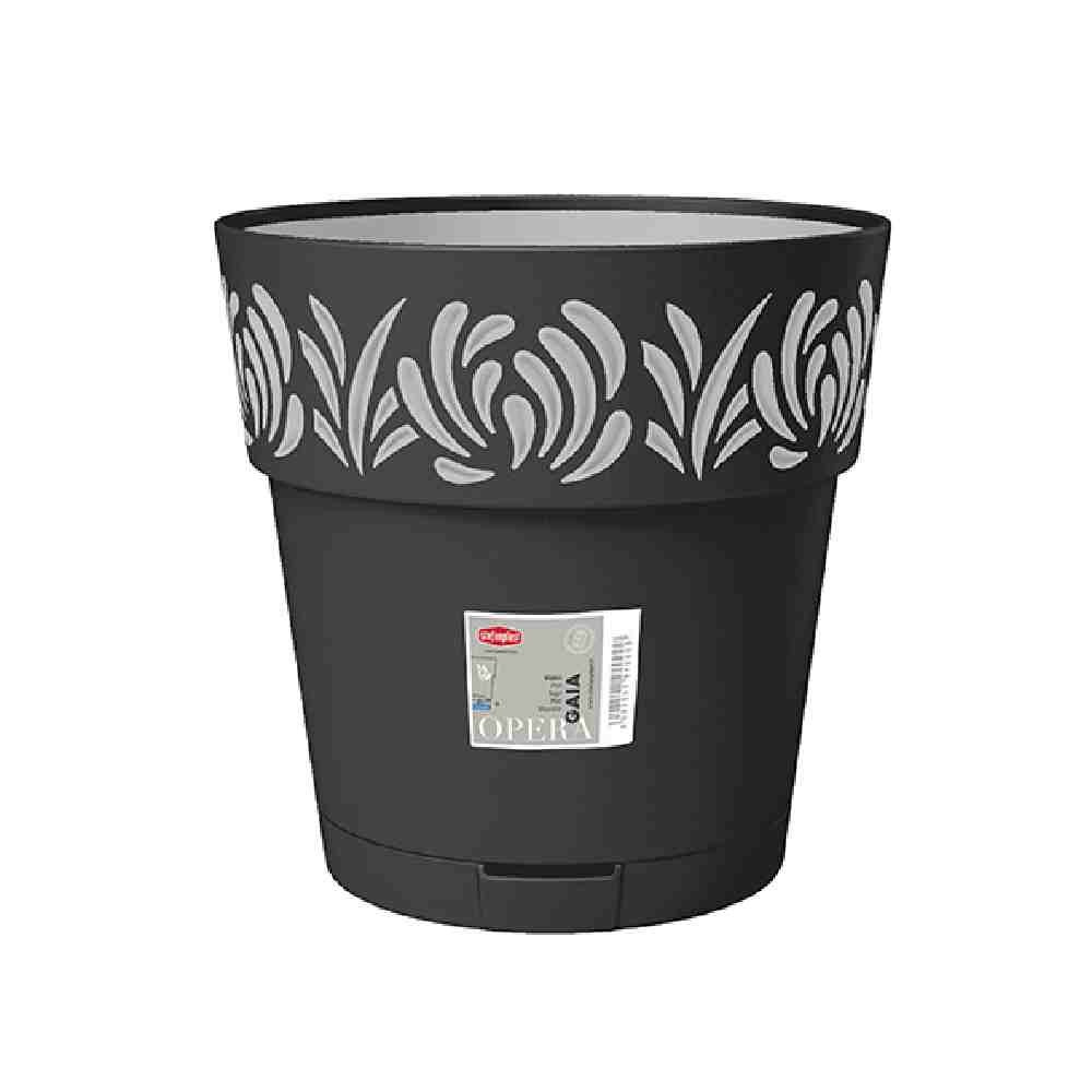 VASO PER FIORI MODELLO GAIA CON RISERVA D'ACQUA Ø 30 CM COLORE GRAFITE - STEFANPLAST