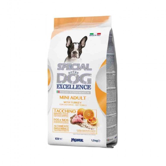 CROCCHETTE CANE SPECIAL DOG EXCELLENCE MINI ADULT CON TACCHINO 1,5 KG - MONGE