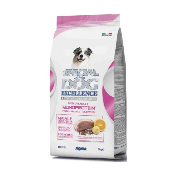 CROCCHETTE CANE SPECIAL DOG EXCELLENCE MONOPROTEIN MEDIUM CON MAIALE 3  KG - MONGE