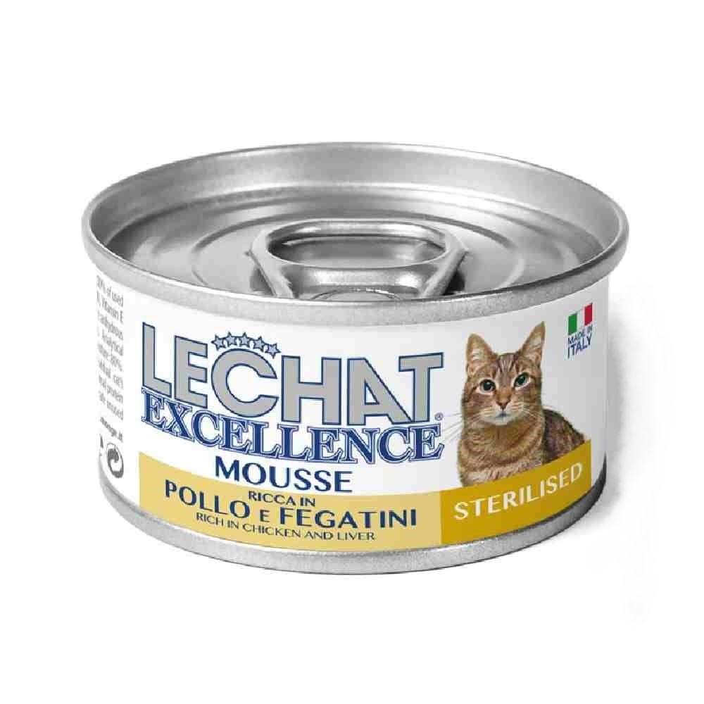 MOUSSE RICCA GATTO LECHAT EXCELLENCE STERILISED ADULT CON POLLO E FEGATINI 85 GR - MONGE