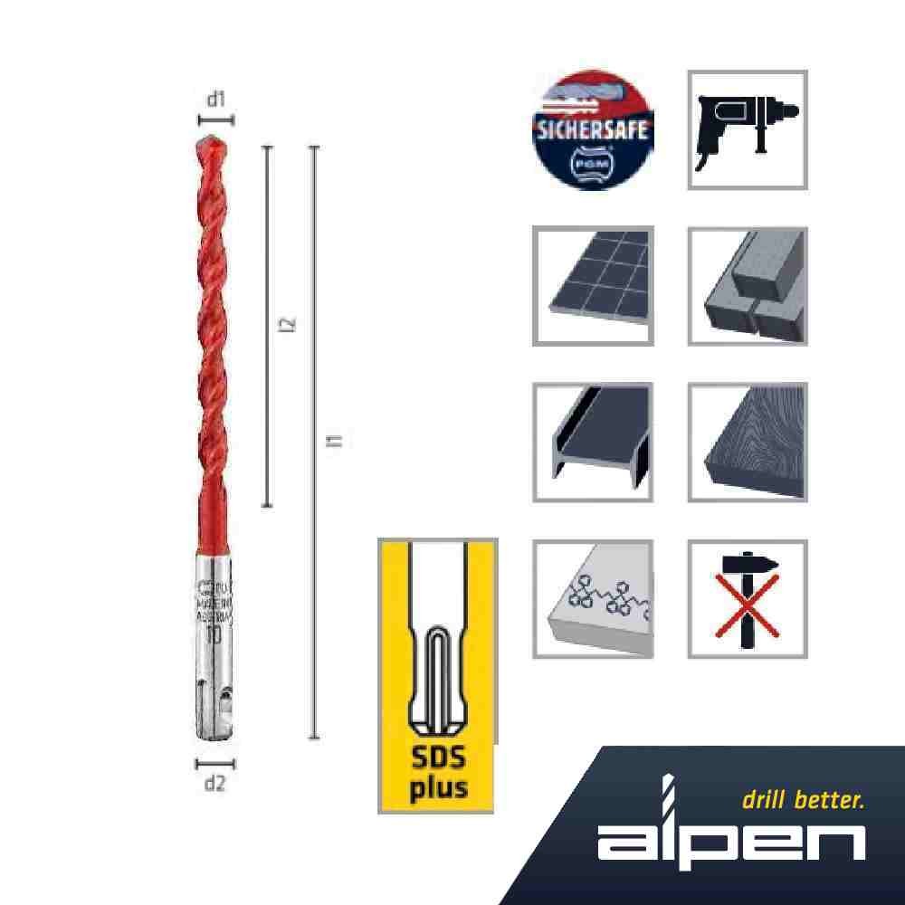 PUNTA UNIVERSALE "PROFI MULTICUT 529" SDS Ø 8 MM LUNGHEZZA 210 MM - ALPEN PUNTA UNIVERSALE "PROFI MULTICUT 529" SDS Ø 8 MM LUNGHEZZA 210 MM - ALPEN