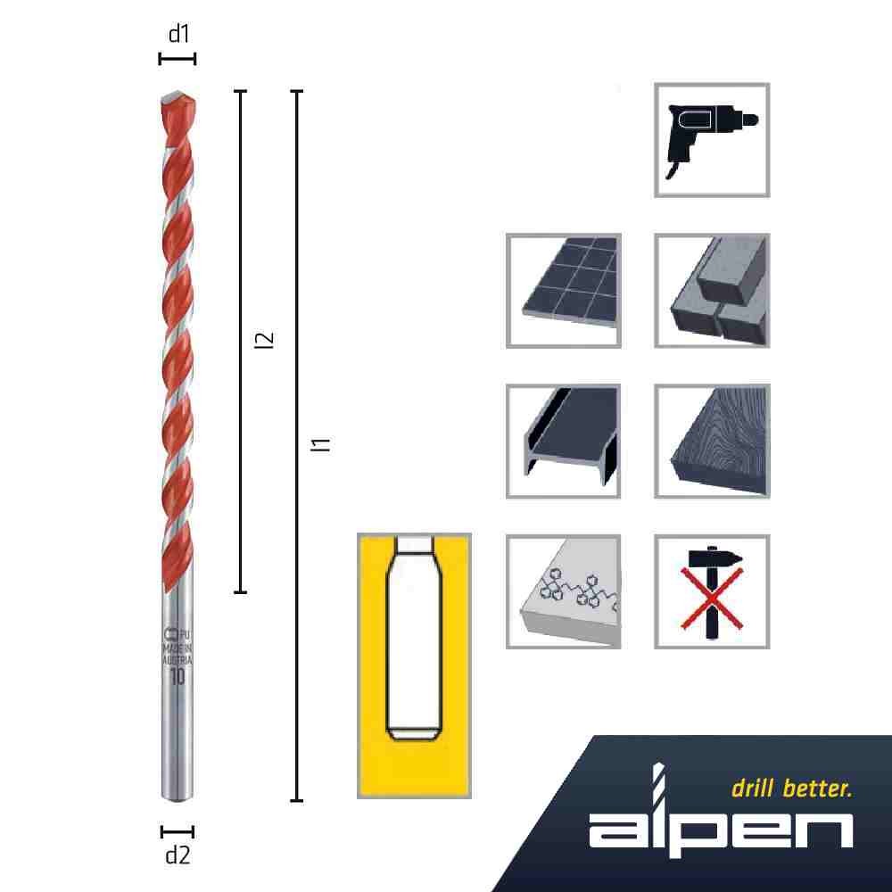 PUNTA UNIVERSALE "PROFI MULTICUT 729" Ø 8 MM LUNGHEZZA 200 MM - ALPEN PUNTA UNIVERSALE "PROFI MULTICUT 729" Ø 8 MM LUNGHEZZA 200 MM - ALPEN
