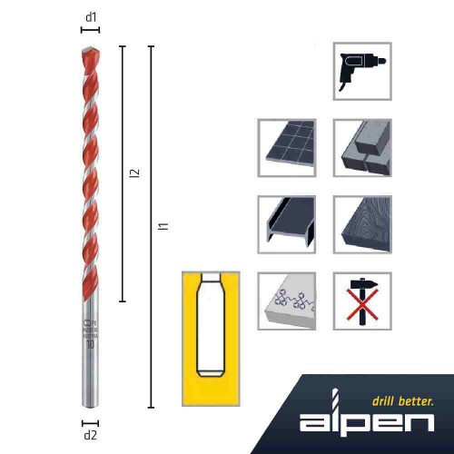 PUNTA UNIVERSALE "PROFI MULTICUT 729" Ø 10 MM LUNGHEZZA 200 MM - ALPEN