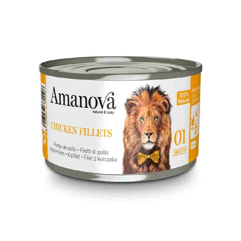 ALIMENTO UMIDO GATTO 100% NATURALE 01 CON POLLO IN BRODO 70 GR - AMANOVA