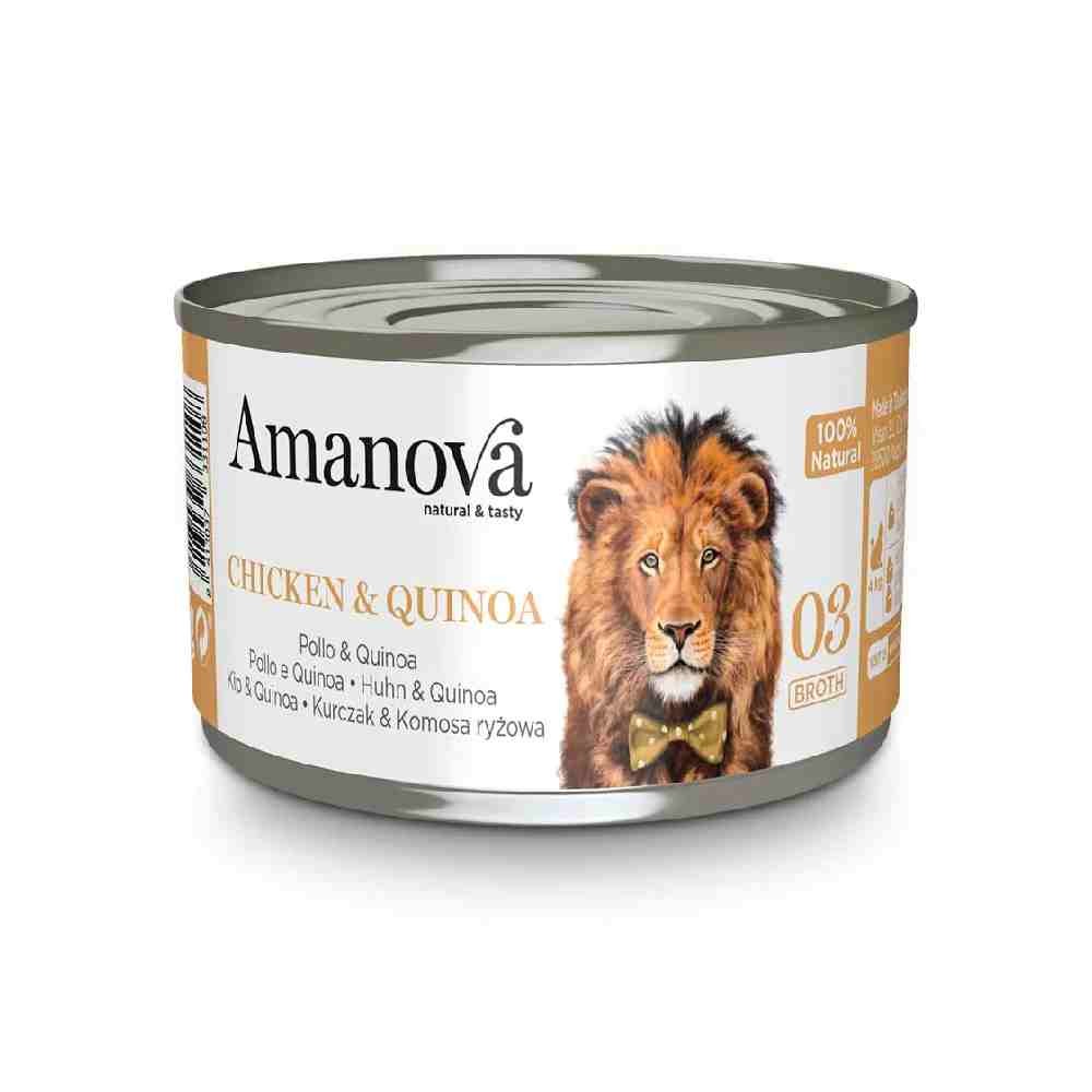 ALIMENTO UMIDO GATTO 100% NATURALE 03 CON POLLO E QUINOA IN BRODO 70 GR - AMANOVA