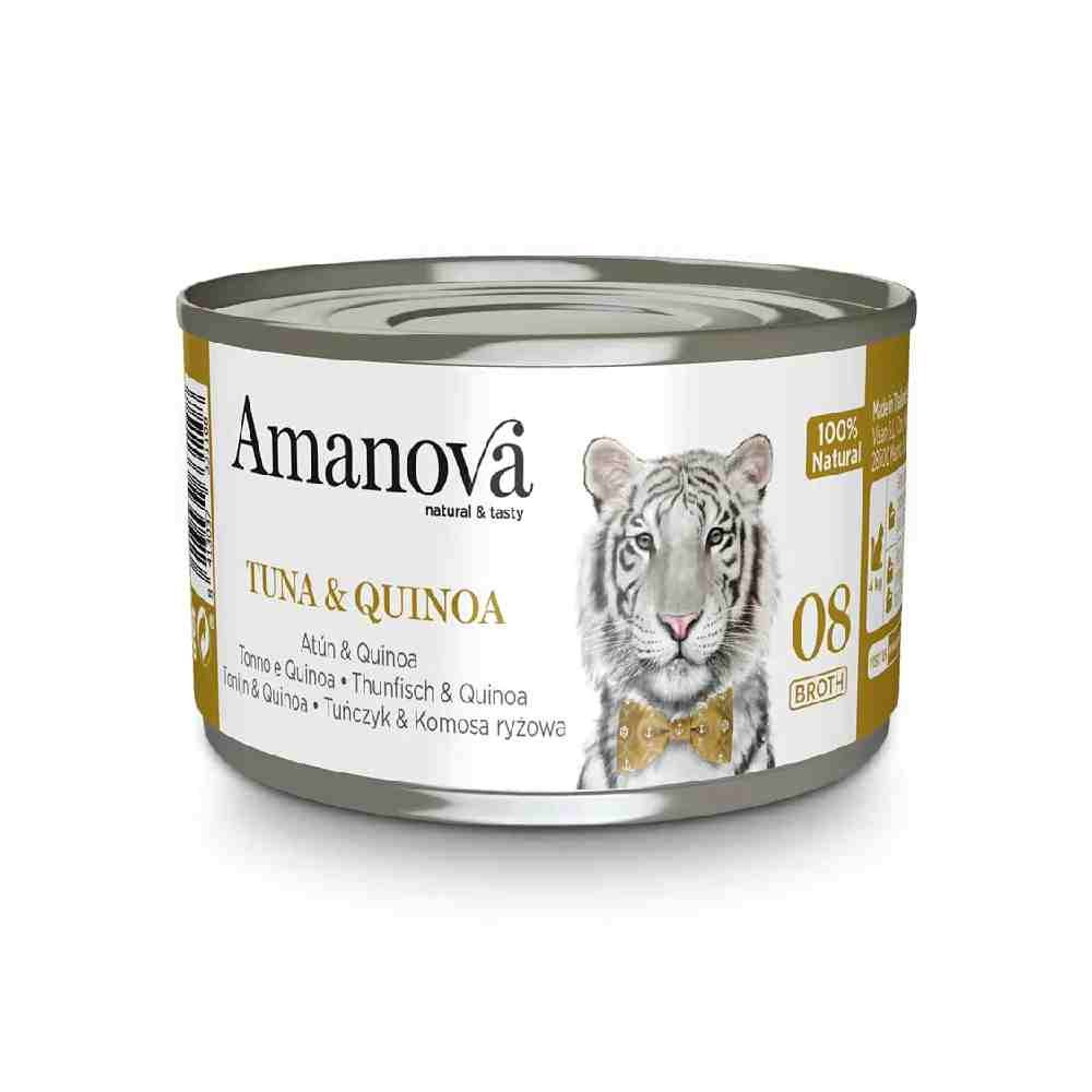 ALIMENTO UMIDO GATTO 100% NATURALE 08 CON TONNO E QUINOA IN BRODO 70 GR - AMANOVA