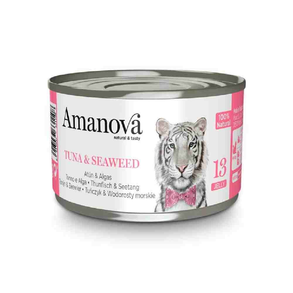 ALIMENTO UMIDO GATTO 100% NATURALE 13 CON TONNO E ALGHE IN GELATINA 70 GR - AMANOVA