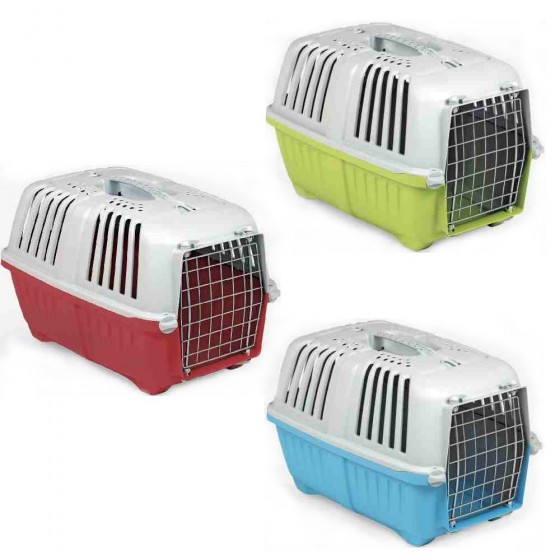 TRASPORTINO AUTO PER CANE E GATTO "PRATIKO 2" PORTA IN FERRO COLORI ASSORTITI