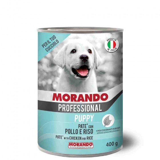 PATE' CANE PUPPY MONO-PRO CON POLLO E RISO 400 GR - MORANDO PROFESSIONAL