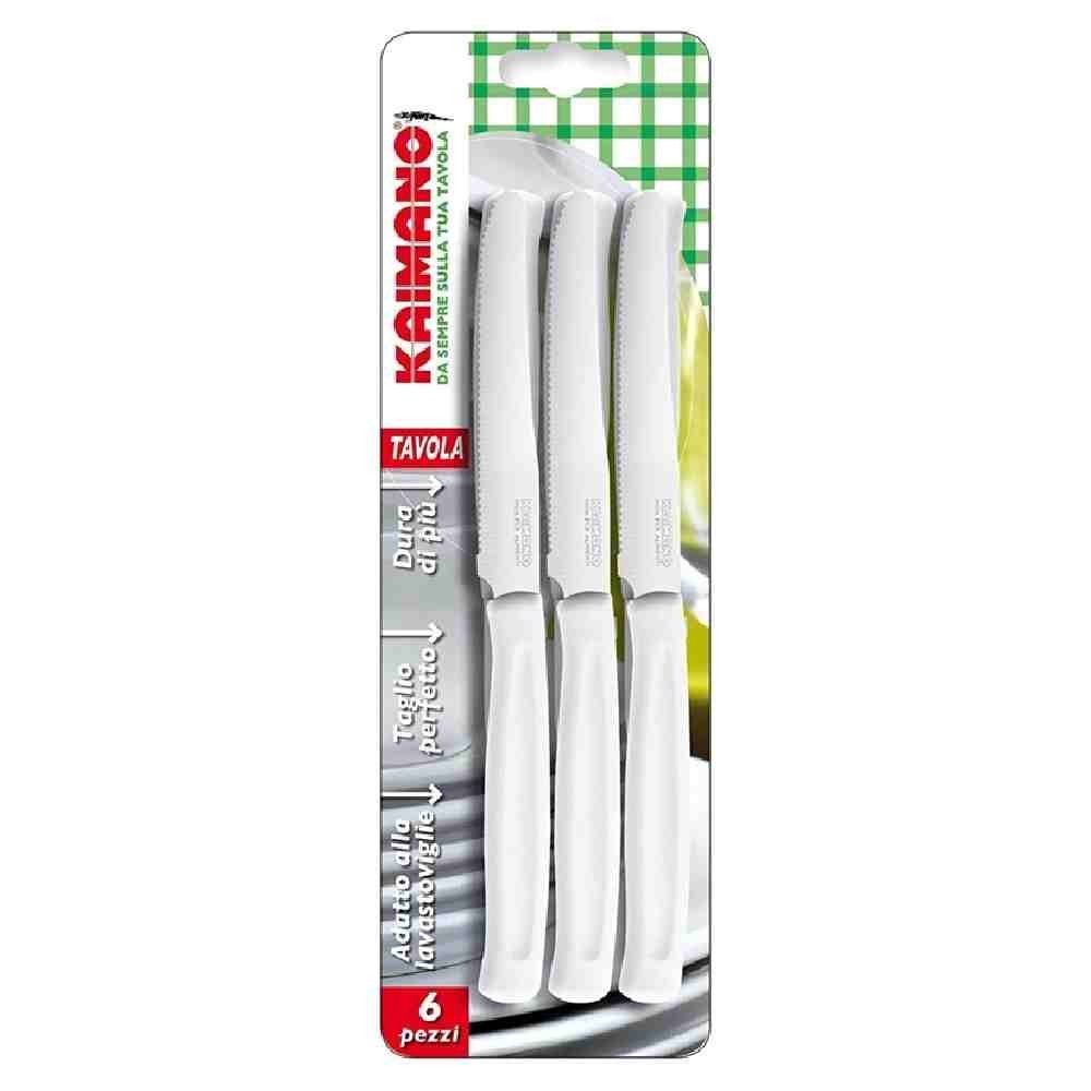 COLTELLI DA TAVOLA SERIE DINAMIK 6 PZ COLORE BIANCO - KAIMANO