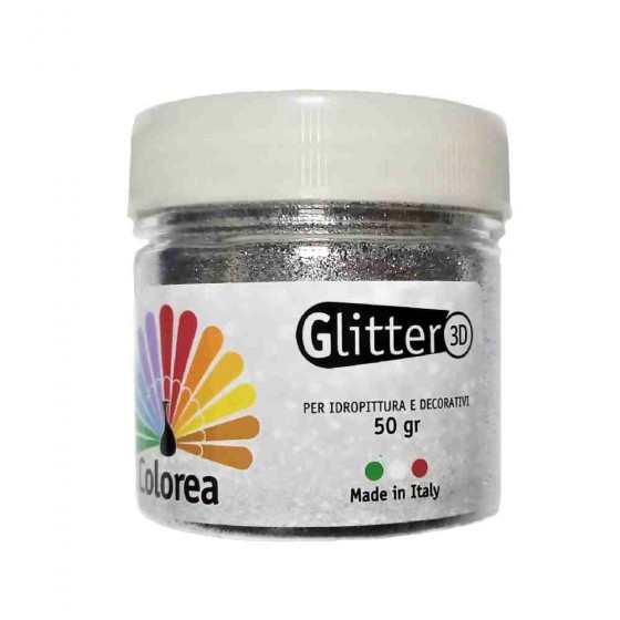 GLITTER PER IDROPITTURA COLORE ARGENTO PRISMATICO 50 GR - COLOREA