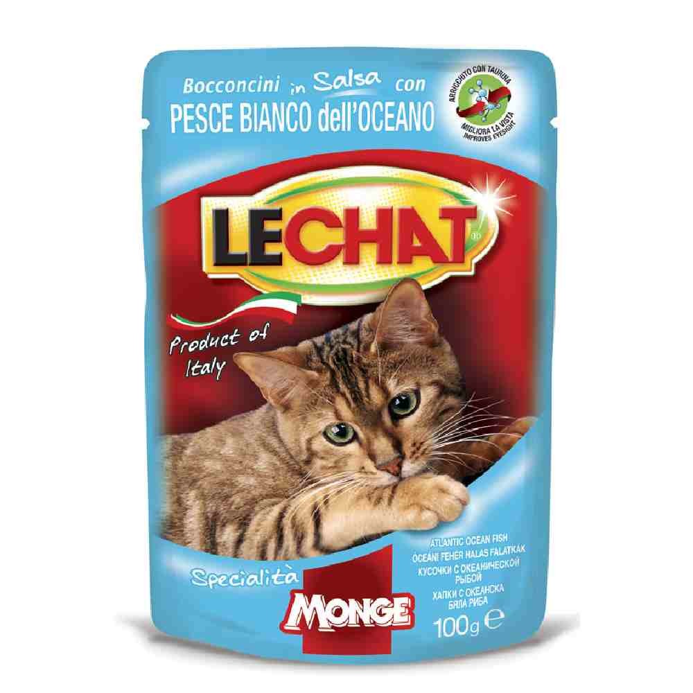 BOCCONCINI IN SALSA GATTO LECHAT CON PESCE BIANCO DELL'OCEANO 100 GR - MONGE