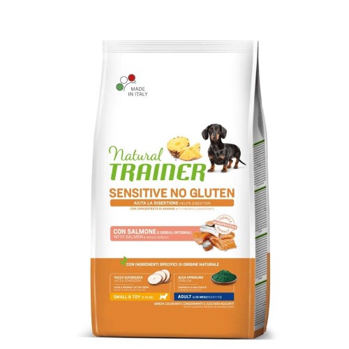 CROCCHETTE CANE SENSITIVE NO GLUTEN MINI ADULT CON SALMONE E CEREALI INTEGRALI 7 KG - NATURAL TRAINER