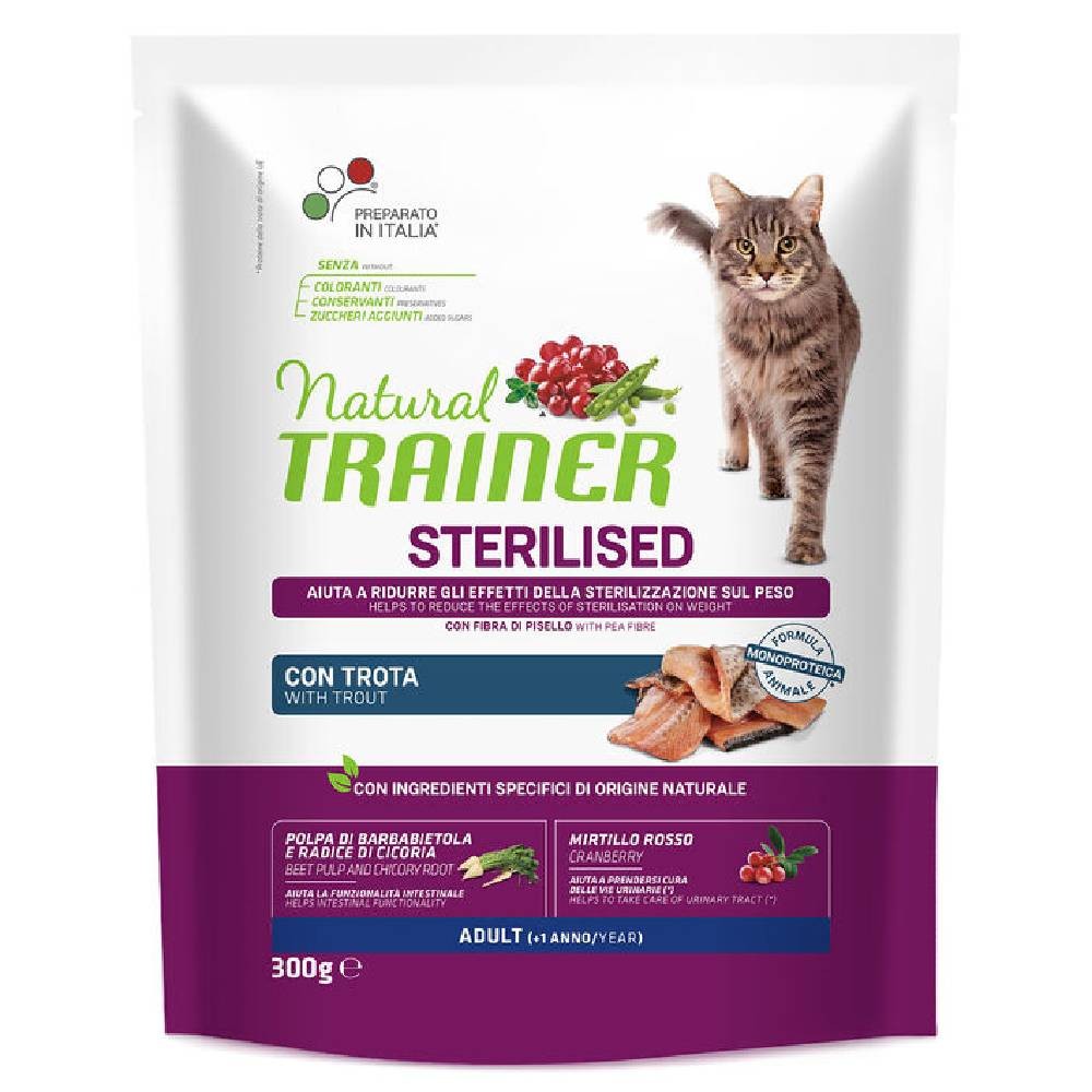 CROCCHETTE GATTO STERILISED ADULT CON TROTA 300 GR - NATURAL TRAINER