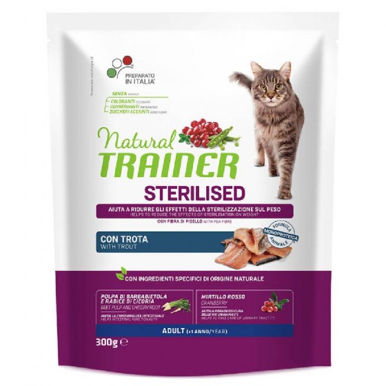 CROCCHETTE GATTO STERILISED ADULT CON TROTA 300 GR - NATURAL TRAINER