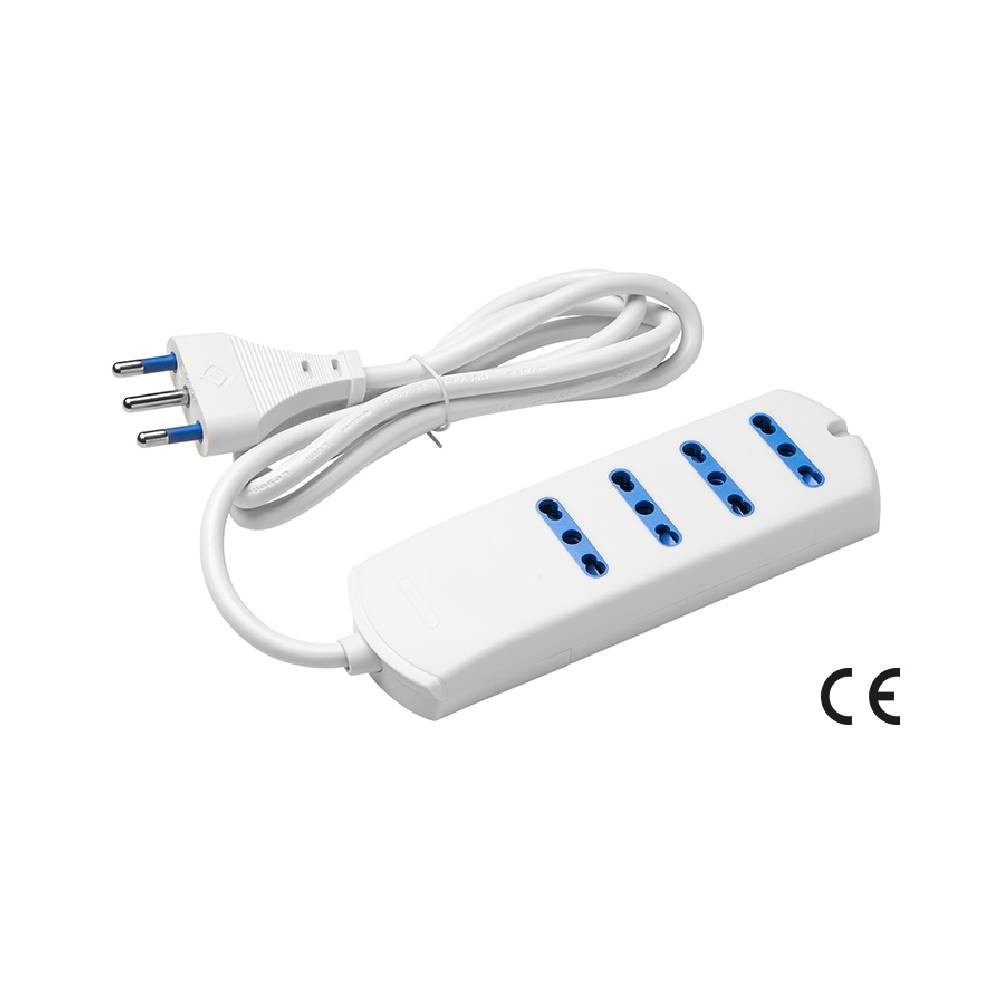 MULTIPRESA 4 USCITE BIPASSO 2P+T 16A - SPINA 2P+T 16A CON CAVO 1,5 MT COLORE BIANCO - MAURER MULTIPRESA 4 USCITE BIPASSO 2P+T 16A - SPINA 2P+T 16A CON CAVO 1,5 MT COLORE BIANCO - MAURER