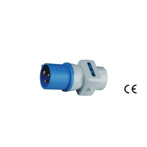 ADATTATORE INDUSTRIALE SPINA 2P+T 16A CEE - 2 PRESE 2P+T 10/16A BIPASSO - 1 PRESA SCHUKO - MAURER