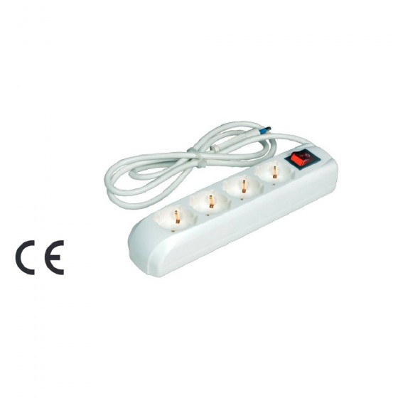 MULTIPRESA - SPINA 2P+T 16A - 4 USCITE 2P+T 16A BIPASSO + SCHUKO CON CAVO 1,5 MT E INTERRUTTORE - MAURER