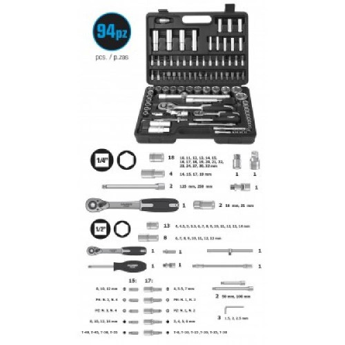 SET CHIAVI A BUSSOLA E BITS IN CROMO VANADIO 94 PZ CONF. VALIGETTA - MAURER