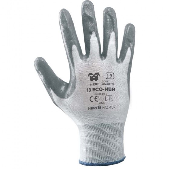 GUANTI 13 ECO NBR A FILO CONTINUO DORSO AREATO PALMO IN NITRILE - NERI