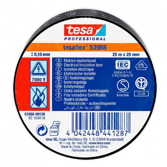 NASTRO ISOLANTE "TESAFLEX" NERO 25MM 25M - TESA